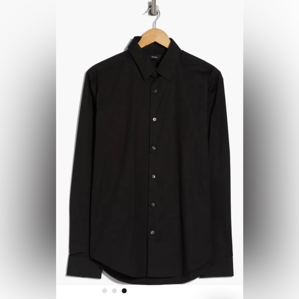 Theory Classic Black Dress Shirt - Sylvain Solid Shirt